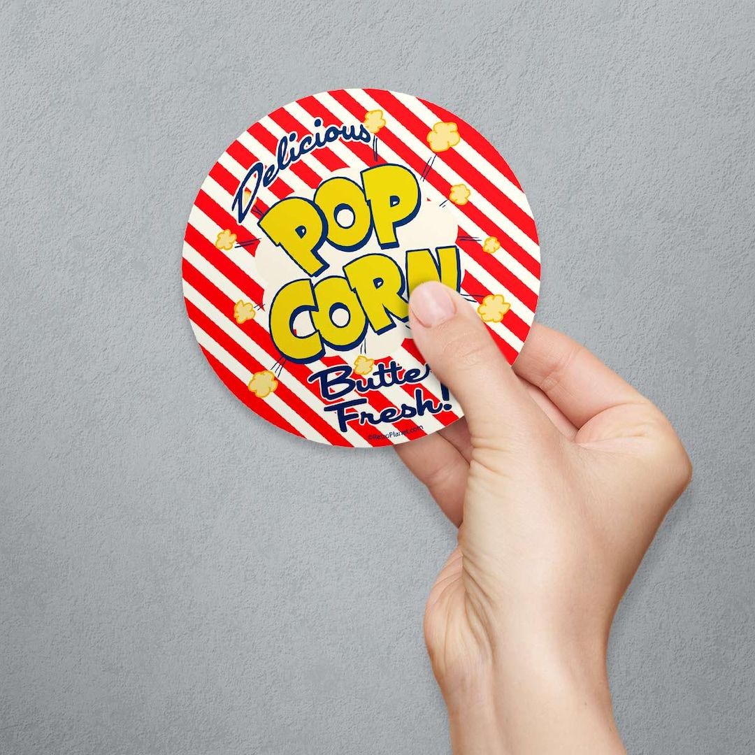 Buttered Corn Sticker Vinyl Sticker, Popcorn Delicious Buttery Fresh, Die Cut Decal, Retro ...