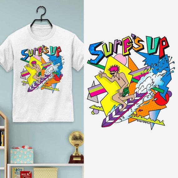 T-shirt; Surf's up 80s Style Design T-shirt, Youth Unisex 100