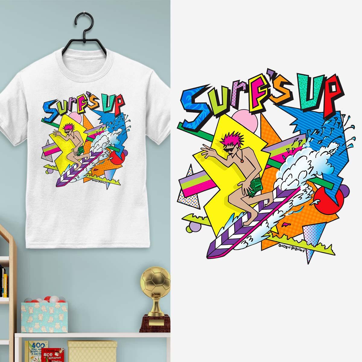 T-shirt; Surf's up 80s Style Design T-shirt, Youth Unisex 100
