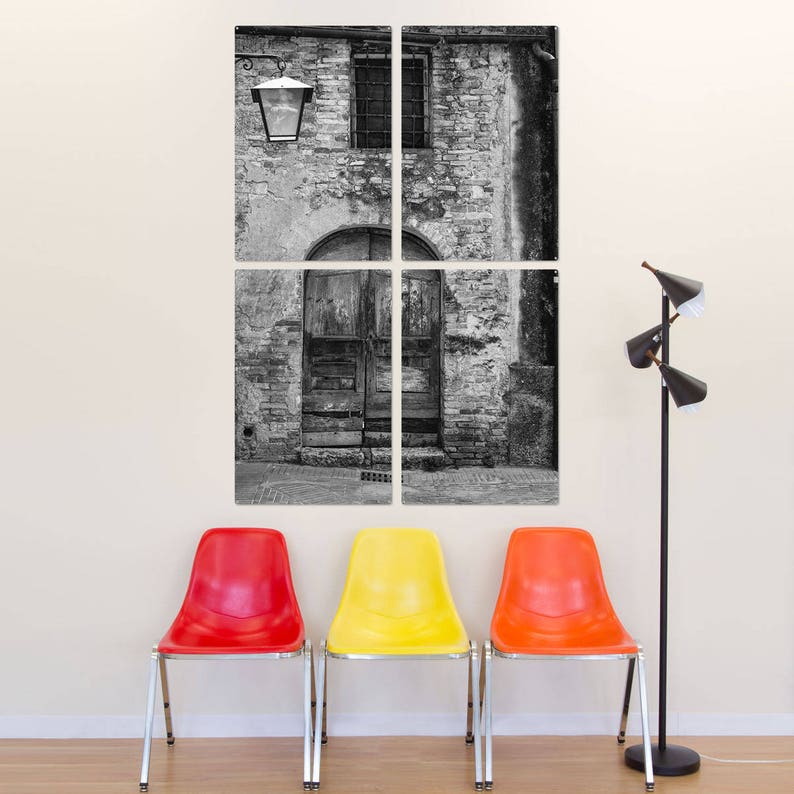 San Giminiano Door Tuscany Italy Quadriptych Metal Wall Art