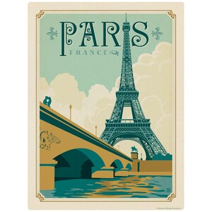 Bumper Sticker: Paris France Eiffel Tower Vinyl Sticker–Laptop Decal–Car Window Decal–Vintage Style–World Travel Decal