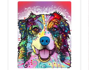 Australian Shepherd Dog Vinyl Sticker, Dean Russo Pop Art Decal