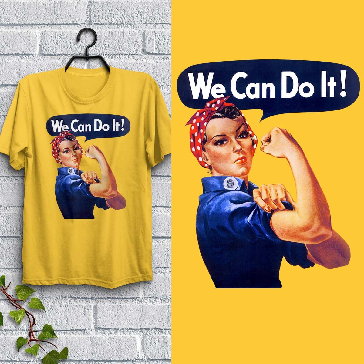 Rosie the Riveter T-shirt, We Can Do It, Unisex Cotton Tee S-XXL