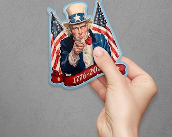 Uncle Sam 1776 to 2026 Patriotic Die Cut Vinyl Sticker, For Scrapbooking, Car Bumper, Window, Water Bottle, Gifts