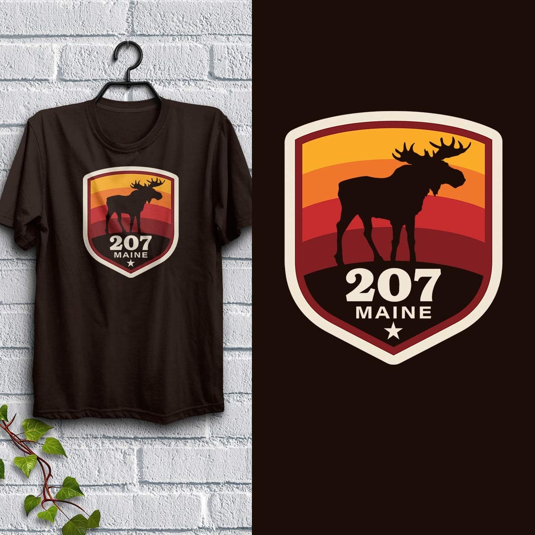Moose Area Codes T-shirt: New England State Pride, Dark Chocolate Brown ...