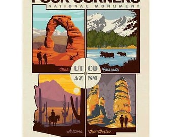 Four Corners National Monument Wall Decal, Southwest Travel Decor