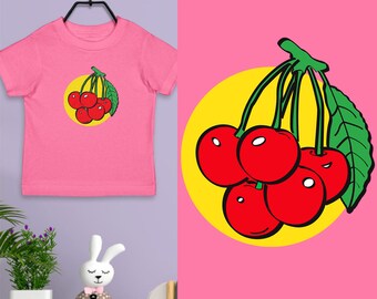 T-Shirt: Retro Cherries Unisex Toddler, 100% Cotton T-shirt, Fruit Design Kids Shirts