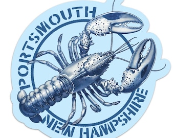Blue Lobster Vinyl Sticker, Portsmouth New Hampshire Die Cut Decal