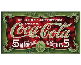 Coca-Cola Wall Decal, Drink in Fountains and Bottles, Vintage-Style Kitchen Decor