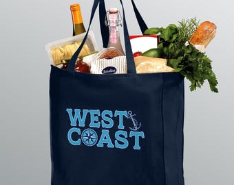 Bolsa de mano náutica con brújula y ancla de la costa oeste, bolsa de compras para el supermercado.