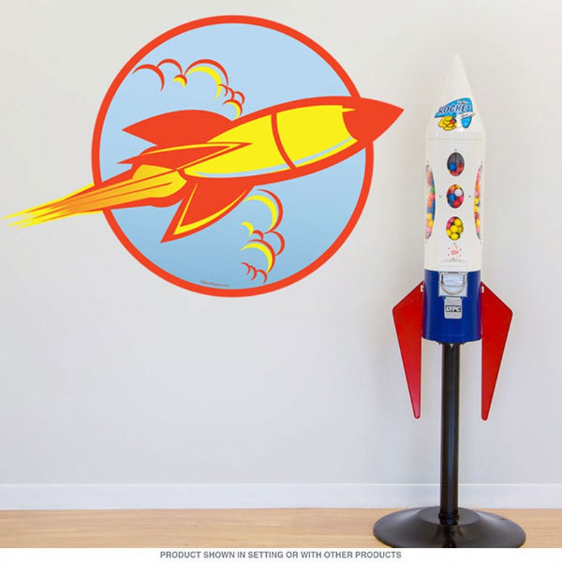 Space Ship 50s Style Rocket Wall Decal Etsy