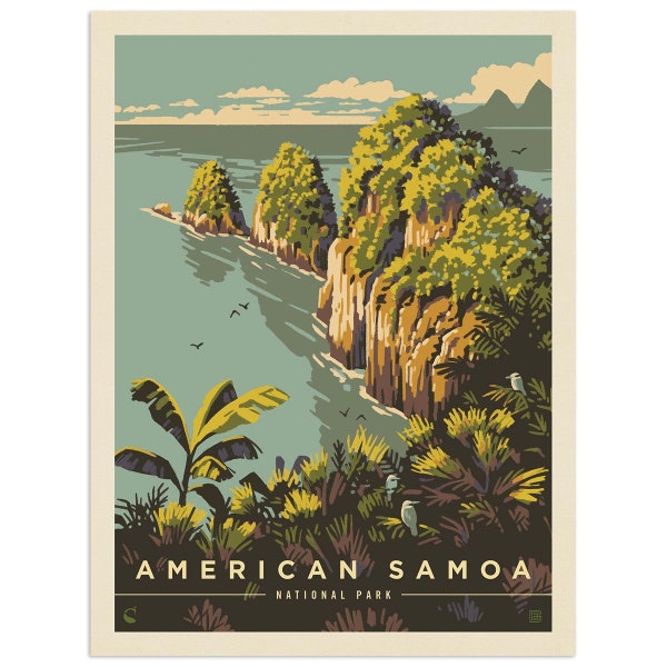 American Samoa National Park Pola Island Vinyl Sticker, For Laptops, Car Bumper, Luggage and more! Vintage Style, Travel Souvenir Stickers