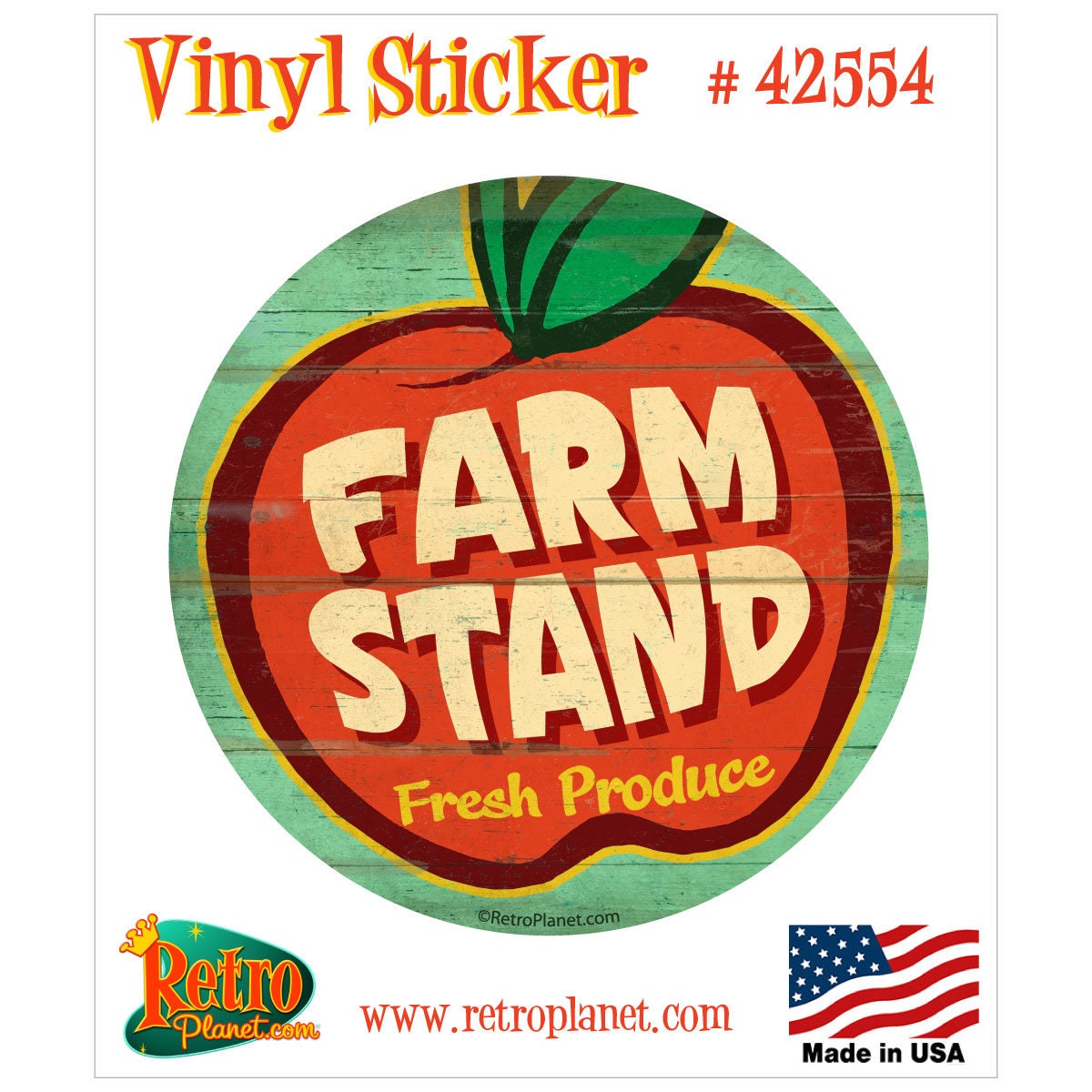 Vinyl Sticker; Farm Stand Produce Sign, Vintage Style Apple