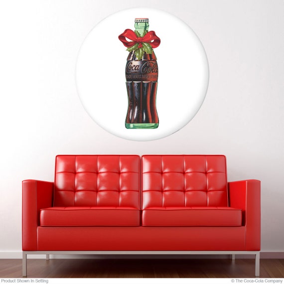 Coca-Cola Bottle with Holiday Bow Disc Decal White
