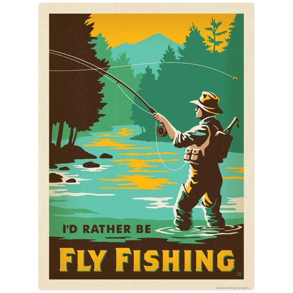 Vinyl Sticker Id Rather Be Fly Fishing, Waterproof Laptop Decal, Bumper  Sticker, Car Window Decal, Vintage Style RV Trailer Sticker 