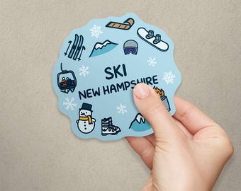 New Hampshire Ski Doodles Die-Cut Vinyl Bumper Sticker