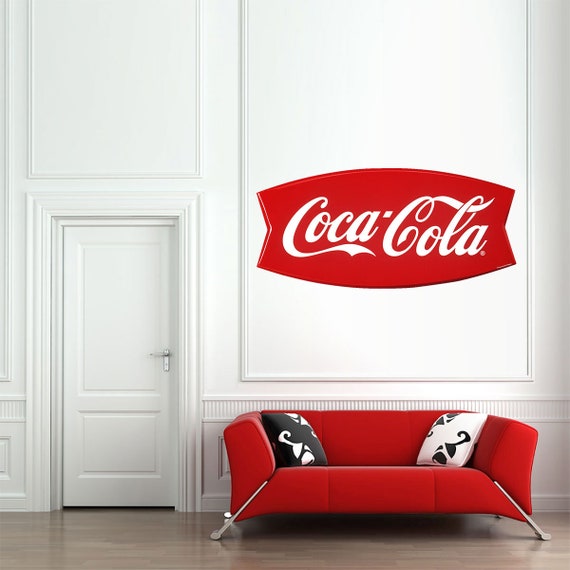 Coca Cola Fishtail Wall Decal Embossed Look Etsy