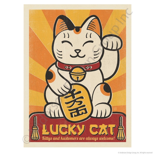 Mini Sticker: Lucky Cat Maneki-Neko, Mini Waterproof Vinyl Sticker, for Laptop, Water Bottle, Bumper Sticker and More!