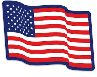 Waving USA Flag Patriotic Large Die Cut Window Sticker, Patriotic Vinyl Decal for Cars, Windows, Laptops and More