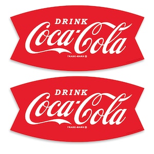 Coca-Cola Vinyl Sticker, Drink Coke Fishtail Set of 2, Officially Licensed By Coca-Cola, For Cars, Coolers, Laptops, Window, DIY Projects