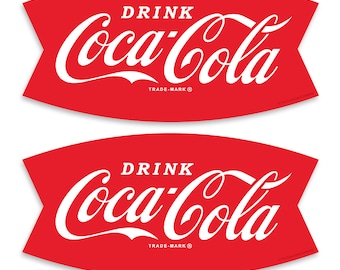 Coca-Cola Vinyl Sticker, Drink Coke Fishtail Set of 2, Officially Licensed By Coca-Cola, For Cars, Coolers, Laptops, Window, DIY Projects