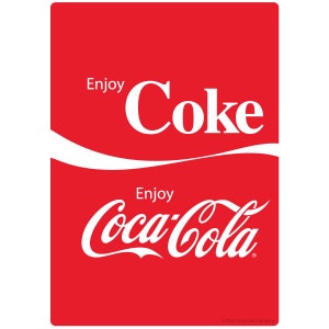 Vinyl Sticker; Coca-Cola Enjoy Coke Dual Logo, Classic Coke Soda Peel & Stick Decal