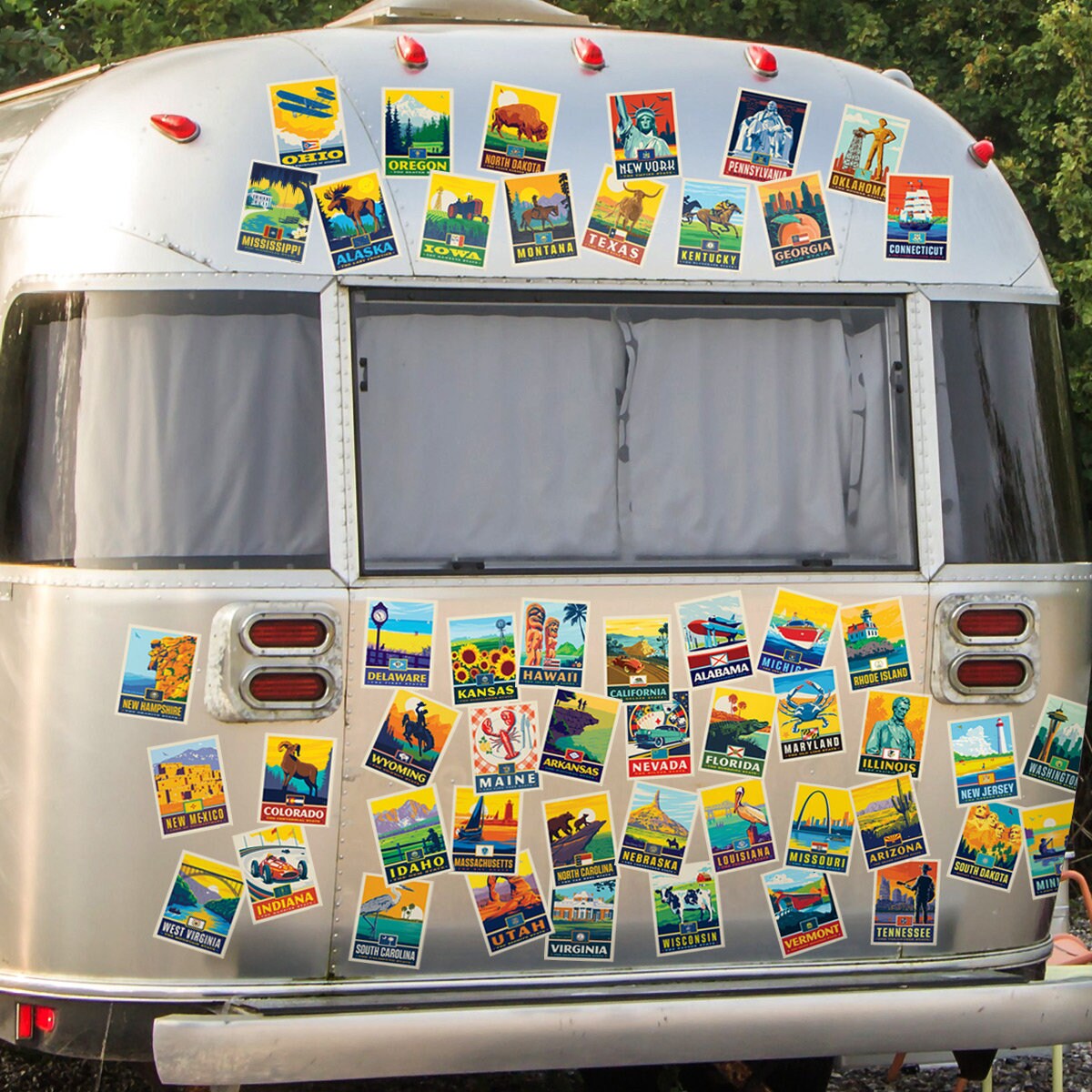 Window Stickers By State Sticker Set; 50 States, US Travel Stickers, State Decals, Bumper ...