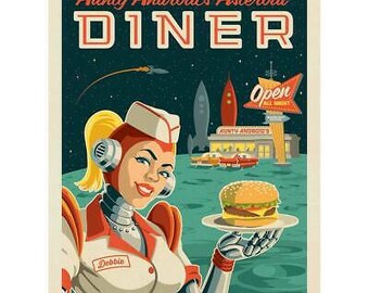 Asteroid Diner Wall Decal, Peel and Stick Space Travel Graphic