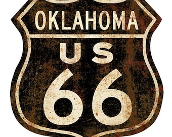 Route 66 Oklahoma Rusty Shield Floor Decal