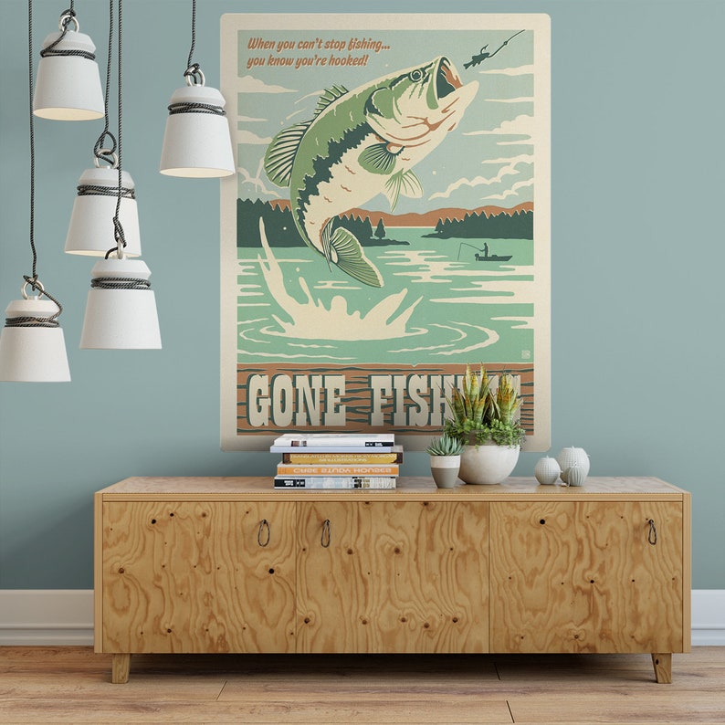 Gone Fishing Bass Decalpeel and Stick Graphicremovable Wall - Etsy