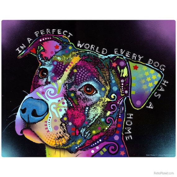 Pit Bull In A Perfect World Every Dog Has A Home Dog Dean Russo Drink Coaster