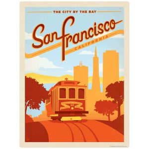 Bumper Sticker: San Francisco California Cable Car Vinyl Sticker–Laptop Decal–Car Window Decal–Vintage Style–Luggage Sticker–Travel Decal