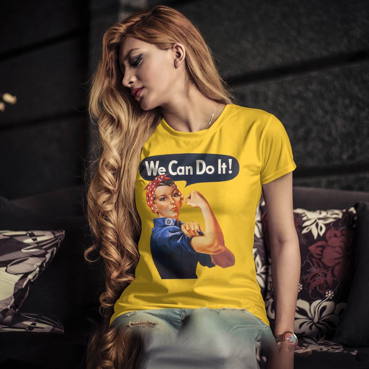 Rosie the Riveter T-shirt, We Can Do It, Unisex Cotton Tee S-XXL 