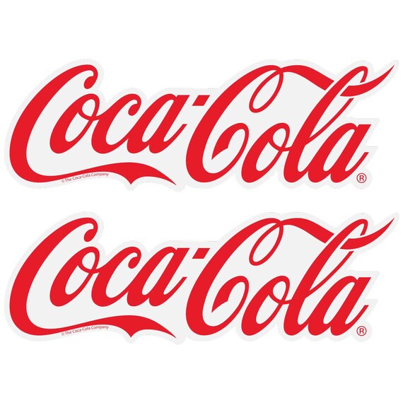 CocaCola Classic Script Vinyl Sticker Set of 2Laptop Etsy México