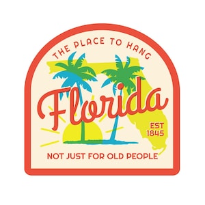 Vinyl Sticker; Florida Place To Hang Die Cut, Waterproof Bumper Sticker for Laptop, Luggage & More! Vintage Style Camping Nature Decal