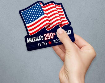 Vinyl Sticker, USA 1776 Flag Celebrate 250 Years Die Cut Sticker, Patriotic Gift for Scrapbooking, Bumper, Window, Water Bottle, Crafts