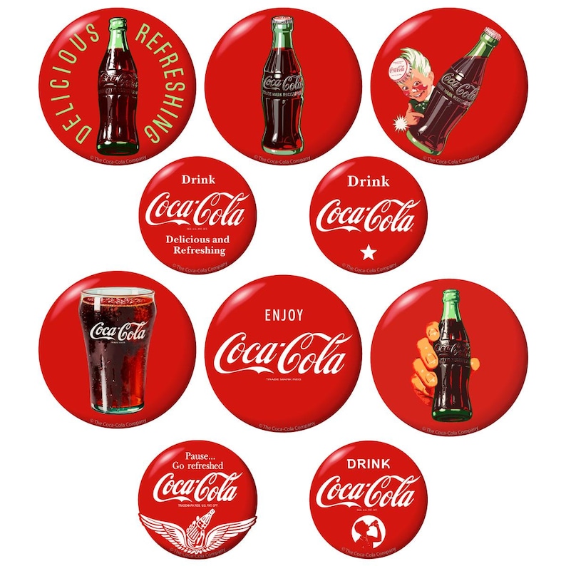 Coca-cola Red Button Disc 10 Vinyl Stickers, Officially Licensed by ...