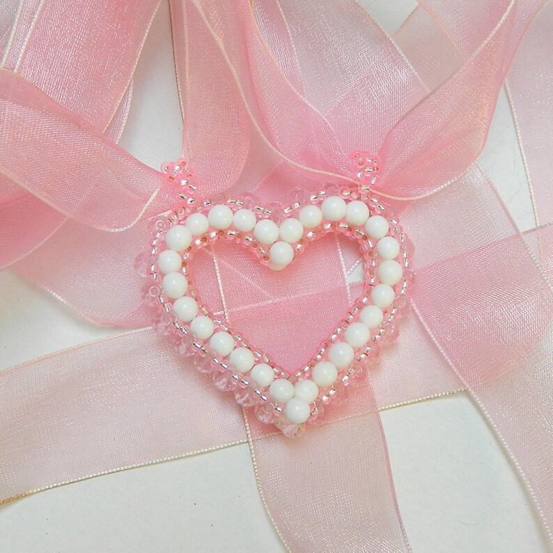 Tender love beaded pendant heart pendant wedding necklace image 0