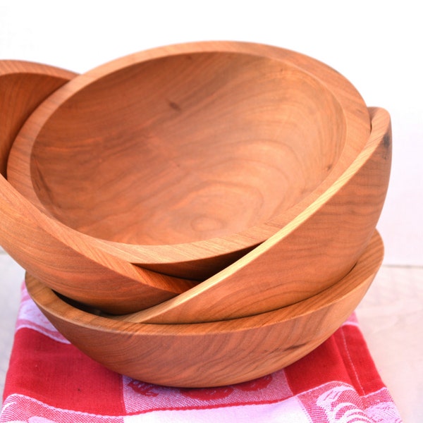 Wooden Bowl Set | Individual Salad Bowls in Cherry or Black Walnut