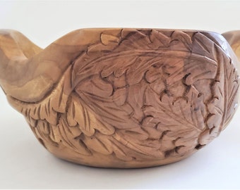 Hand Carved Teak Wood Serving Bowl