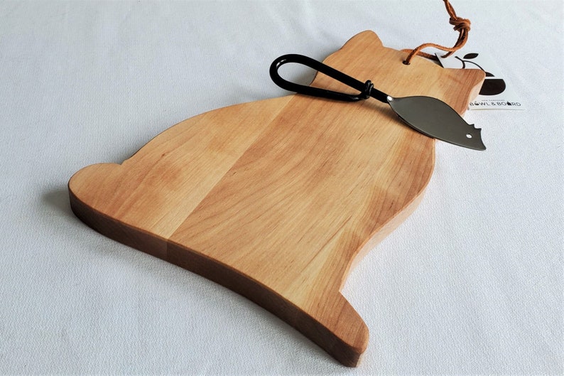 Cat Cutting Board Reverses to Cat Cheese Board Cat + Mouse Spreader