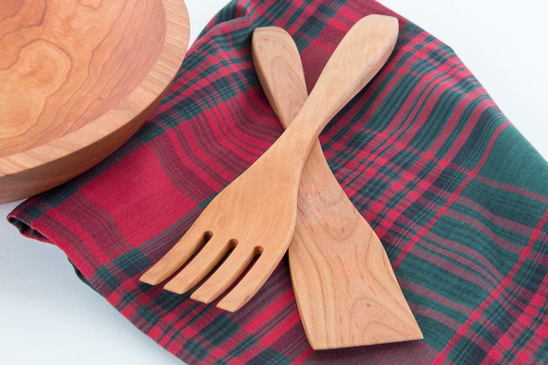 Cherry Wood Salad Servers A Caesar Salad Favorite Etsy