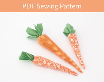 Fabric Carrots Sewing Pattern, Easter Decorations, Easter Craft, Beginner Sewing Pattern