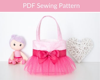 Easy Kids Bag PDF Sewing Pattern, Tutu Bag PDF Sewing Pattern, Ballerina Tote Bag