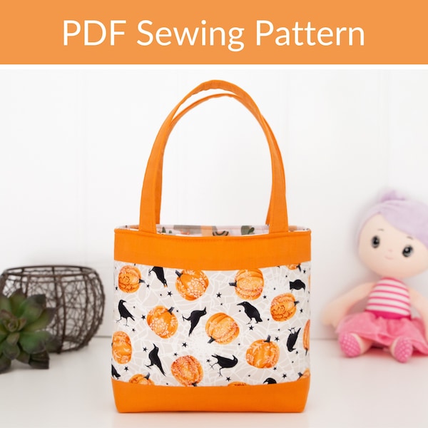 Halloween Bag for Kids PDF Sewing Pattern,  Pumpkin Bag, Trick or Treat Bag, Halloween DIY