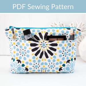 Toiletry Bag Pattern, Cosmetic Bag, Zipper Pouch, Make Up Pouch PDF Sewing Pattern