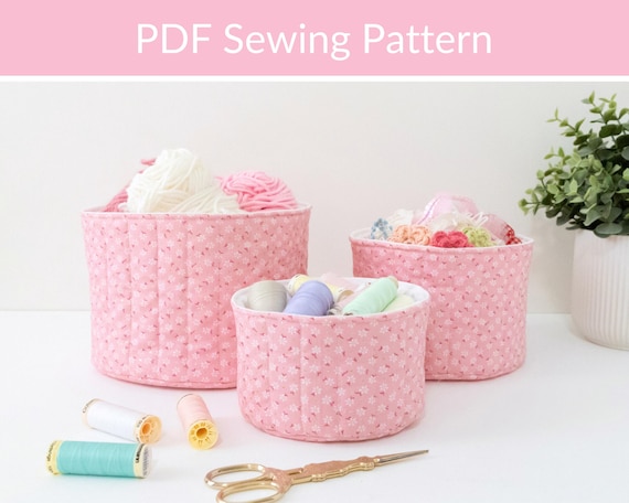 Beginner Sewing Pattern, Quilted Basket Set, DIY Storage Baskets, Home Decor Storage, Fabric Storage Box, Easy Sewing Pattern