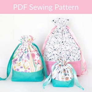Drawstring Gift Bag PDF Sewing Pattern, Small, Medium, and Large Storage or Gift Bags, Gift Bags to Sew, Toy Storage Sewing Pattern