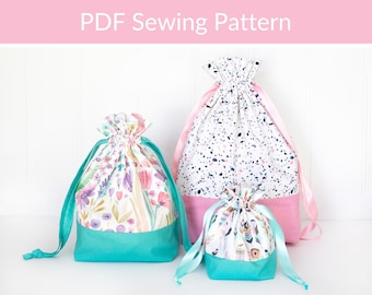 Reusable Drawstring Bag Sewing Pattern: Small, Medium, Large Gift Bags PDF