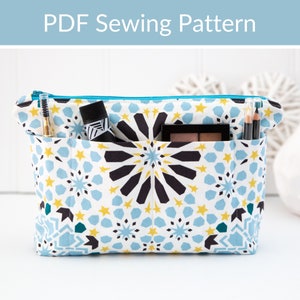 Patrón de costura en PDF para bolsa con cremallera y bolsillos, organizador de bolsos, patrón de costura fácil